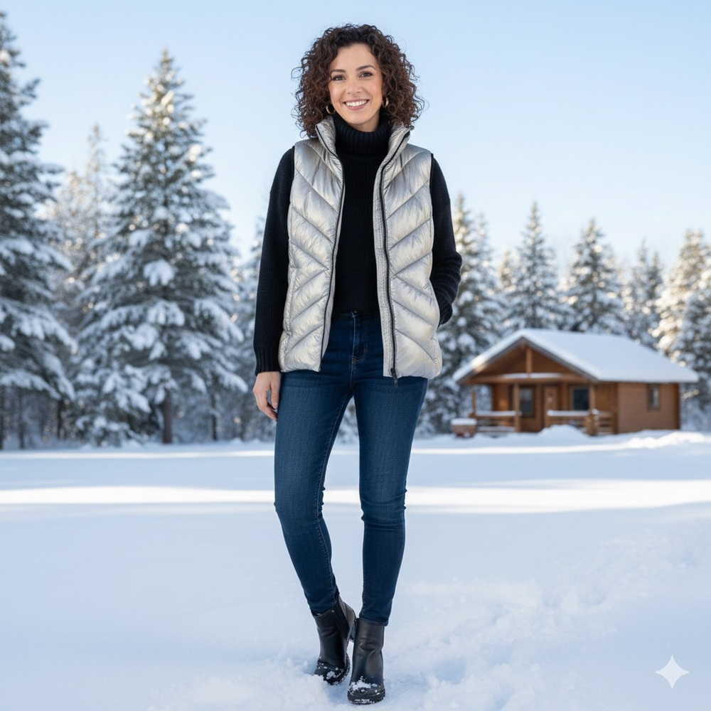 Orly Women's Silver Puffer Vest